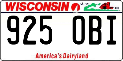 WI license plate 925OBI