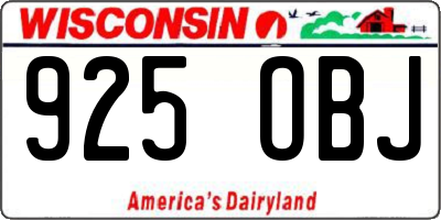 WI license plate 925OBJ