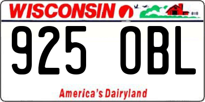 WI license plate 925OBL