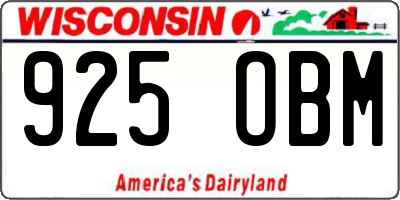 WI license plate 925OBM