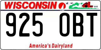 WI license plate 925OBT