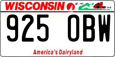 WI license plate 925OBW