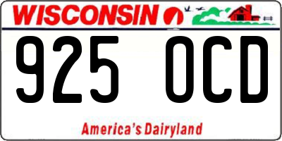 WI license plate 925OCD