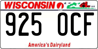 WI license plate 925OCF