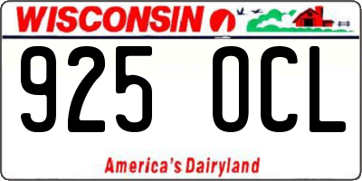 WI license plate 925OCL