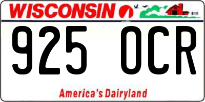 WI license plate 925OCR