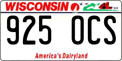 WI license plate 925OCS