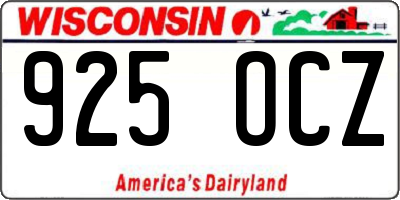 WI license plate 925OCZ