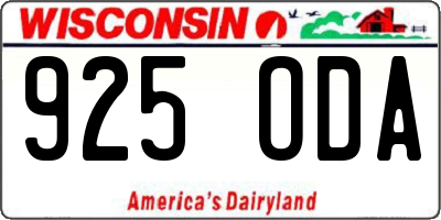 WI license plate 925ODA