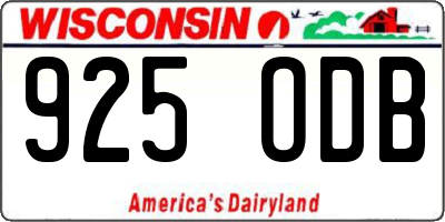 WI license plate 925ODB