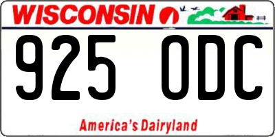 WI license plate 925ODC