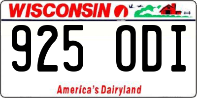 WI license plate 925ODI