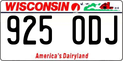 WI license plate 925ODJ