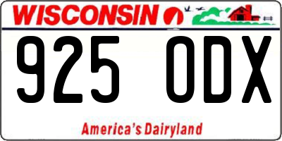 WI license plate 925ODX