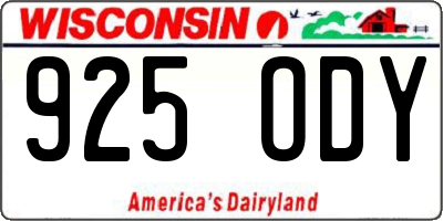 WI license plate 925ODY