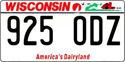 WI license plate 925ODZ