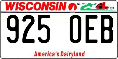 WI license plate 925OEB