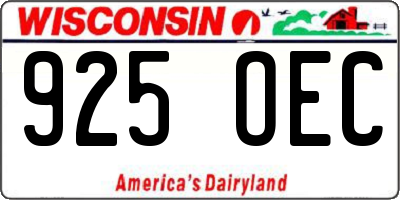 WI license plate 925OEC