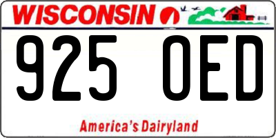 WI license plate 925OED