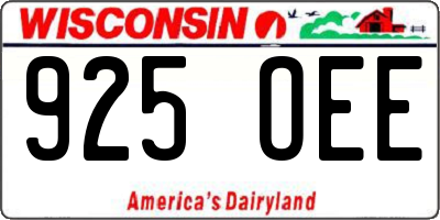 WI license plate 925OEE