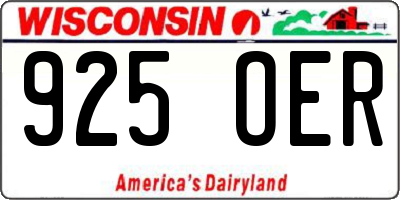 WI license plate 925OER