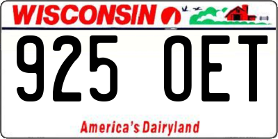 WI license plate 925OET