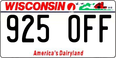 WI license plate 925OFF