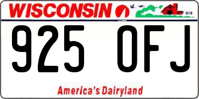 WI license plate 925OFJ