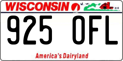 WI license plate 925OFL
