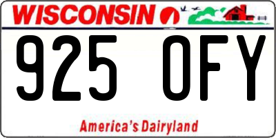 WI license plate 925OFY
