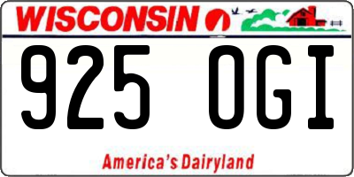 WI license plate 925OGI