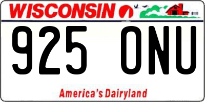 WI license plate 925ONU