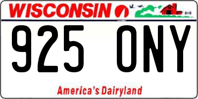 WI license plate 925ONY