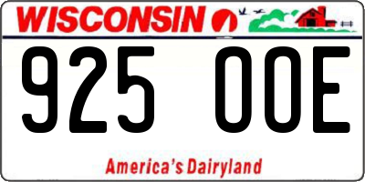 WI license plate 925OOE