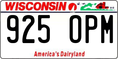 WI license plate 925OPM