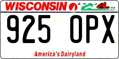 WI license plate 925OPX