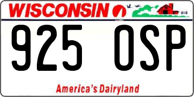 WI license plate 925OSP
