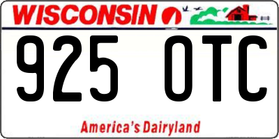 WI license plate 925OTC