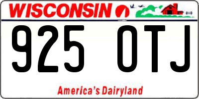 WI license plate 925OTJ