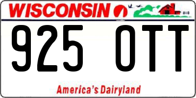 WI license plate 925OTT