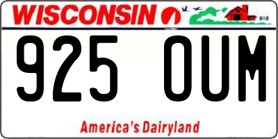 WI license plate 925OUM