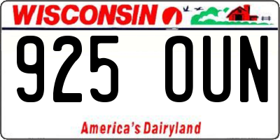 WI license plate 925OUN