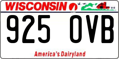 WI license plate 925OVB