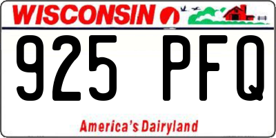 WI license plate 925PFQ