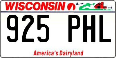 WI license plate 925PHL