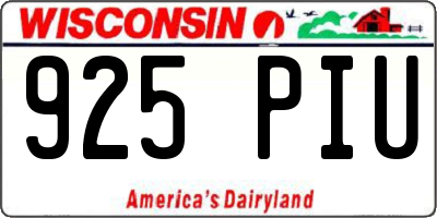WI license plate 925PIU