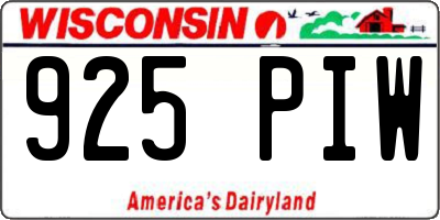 WI license plate 925PIW