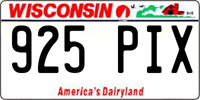 WI license plate 925PIX