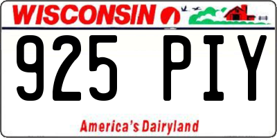 WI license plate 925PIY