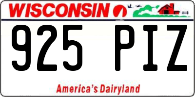 WI license plate 925PIZ